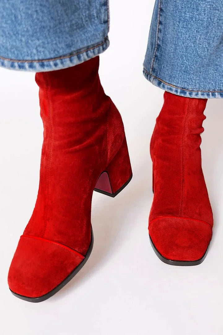 Women's Elegant Square Toe Ankle Boots with Block Heel