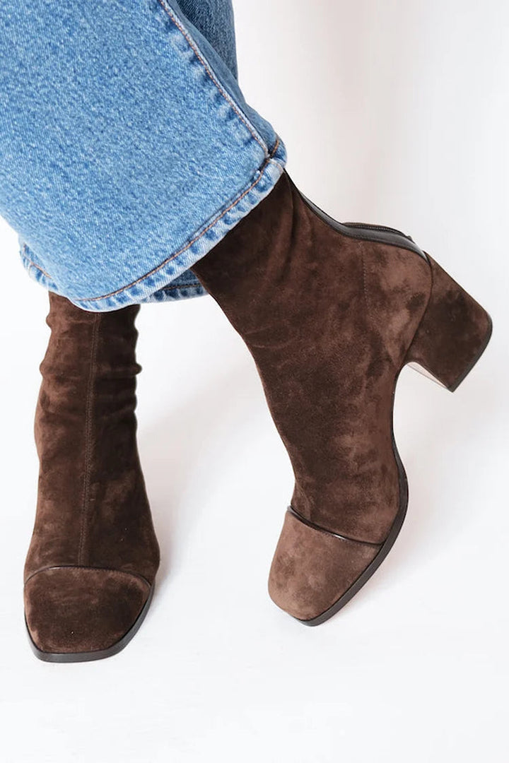 Women's Elegant Square Toe Ankle Boots with Block Heel