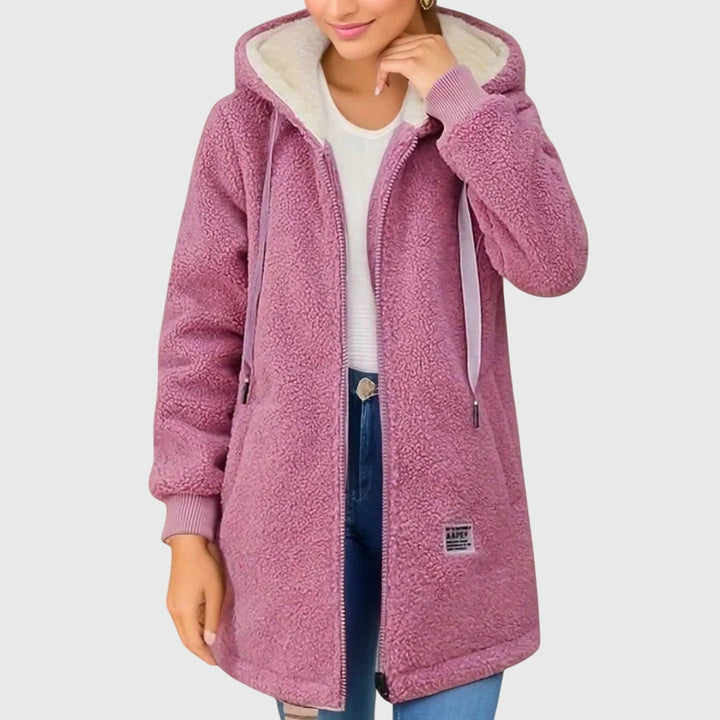 Women's Stylish Hooded Fleece Jacket with Zip Front