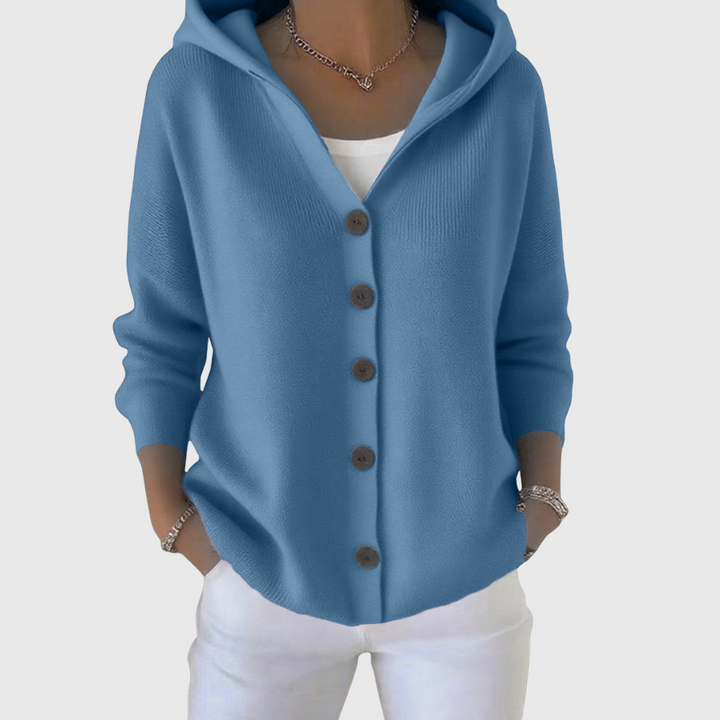 Women's Effortless Long Hooded Knit Cardigan