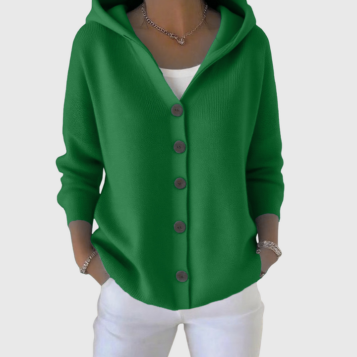 Women's Effortless Long Hooded Knit Cardigan