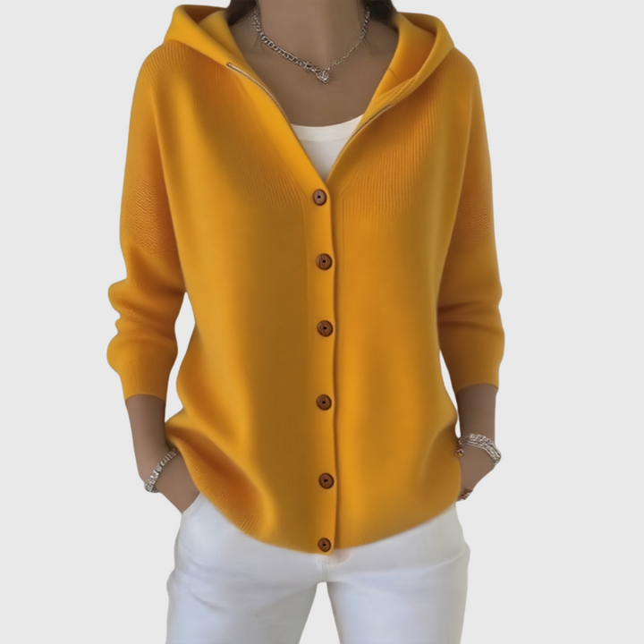 Women's Effortless Long Hooded Knit Cardigan