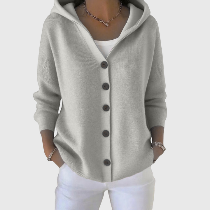 Women's Effortless Long Hooded Knit Cardigan