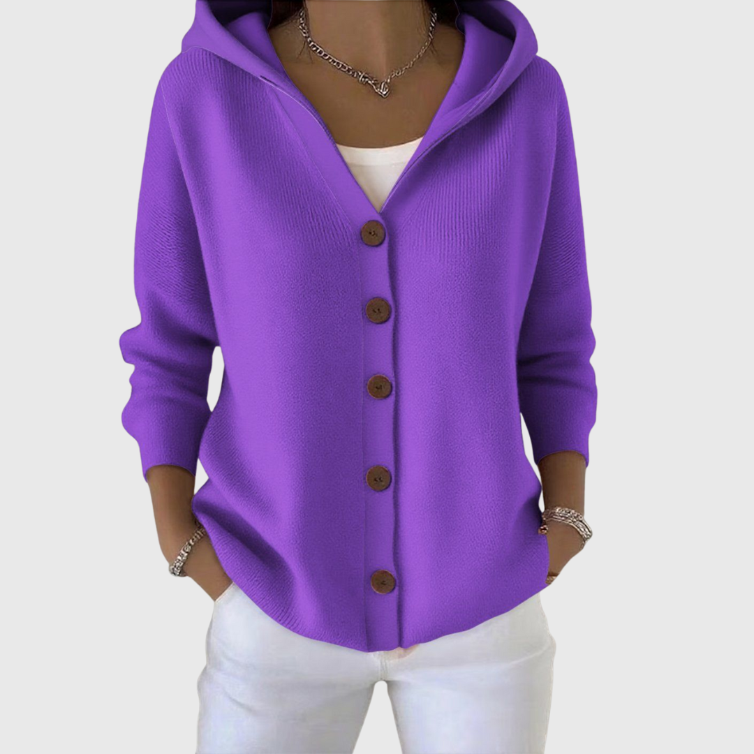 Women's Effortless Long Hooded Knit Cardigan