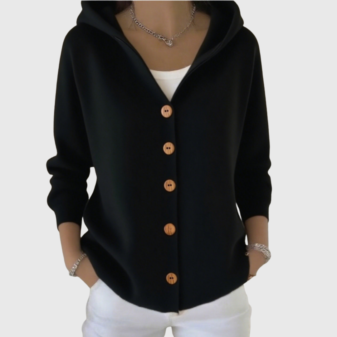 Women's Effortless Long Hooded Knit Cardigan