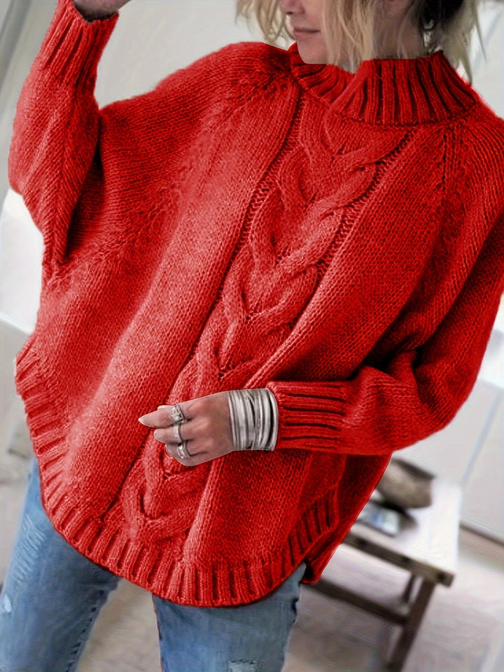 Women's Timeless Cable Knit Mock Neck Sweater