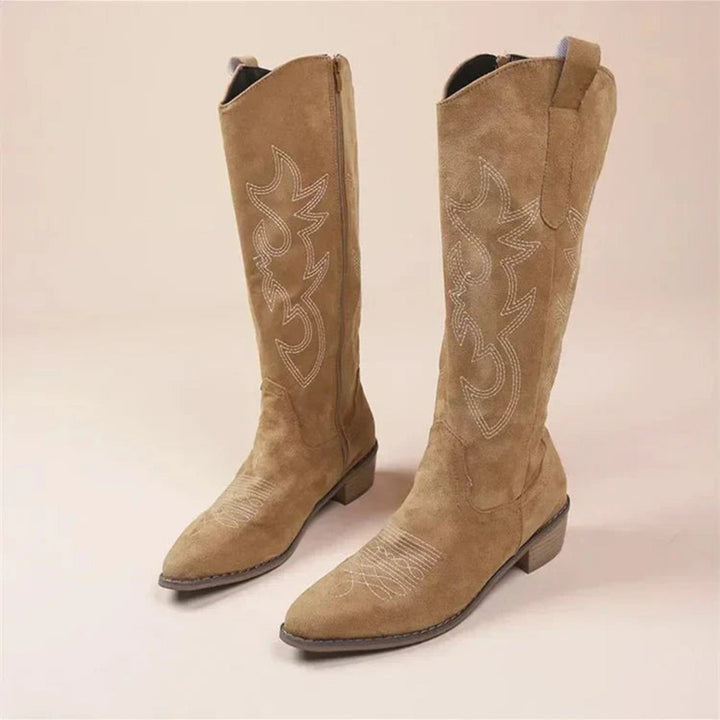 Women's Stylish Knee High Suede Cowboy Boots