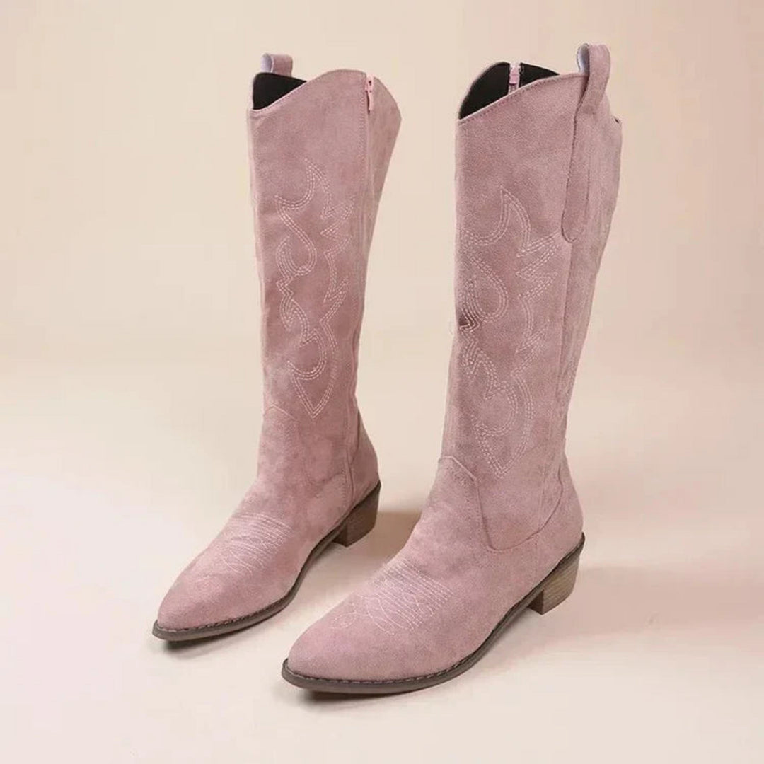 Women's Stylish Knee High Suede Cowboy Boots