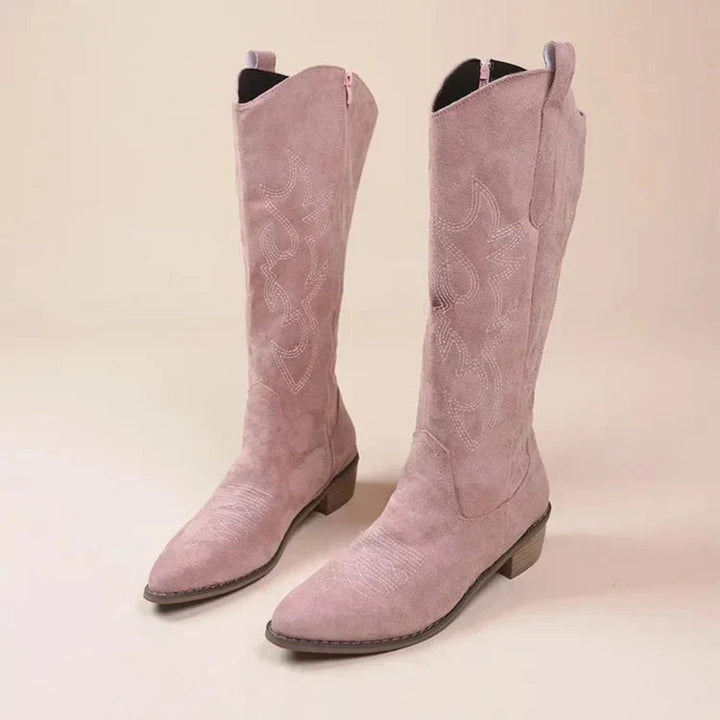 Women's Stylish Knee High Suede Cowboy Boots