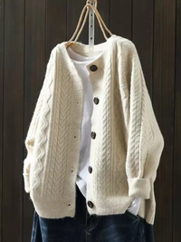 Women's Relaxed Oversized Chunky Knit Cardigan with Button Down Front