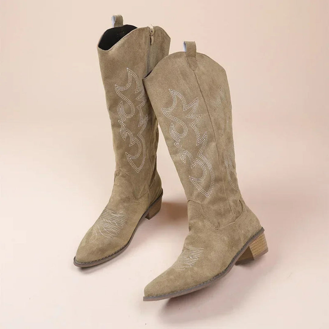 Women's Stylish Knee High Suede Cowboy Boots