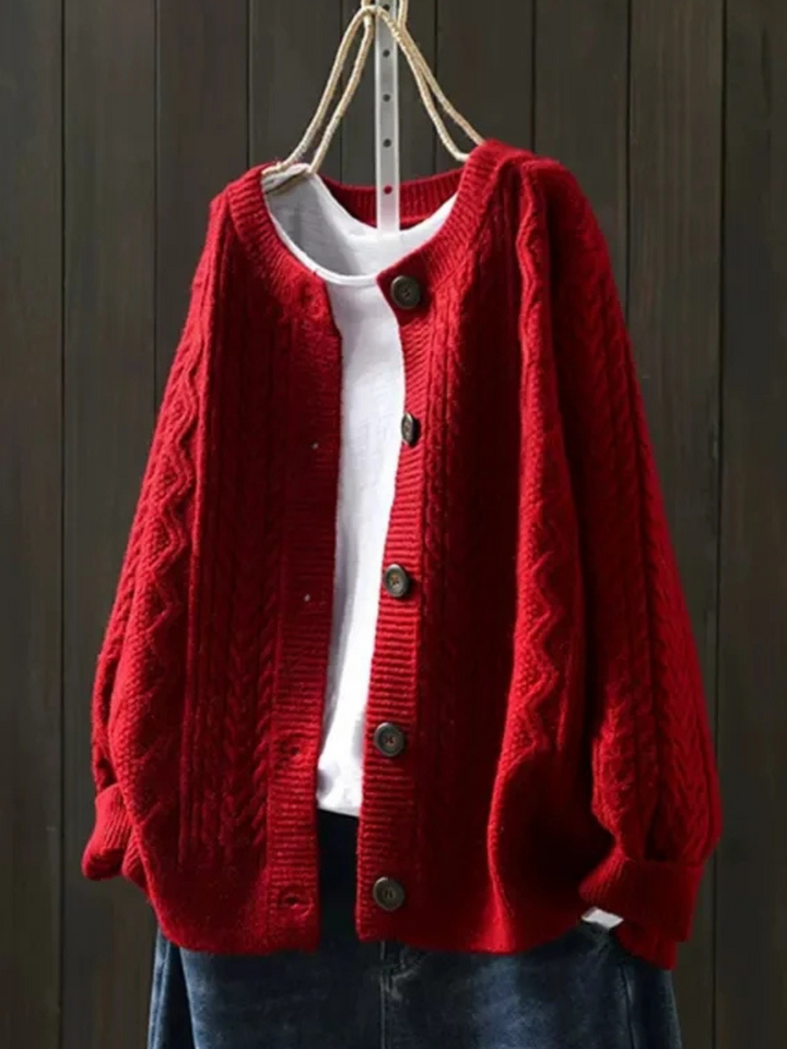 Women's Relaxed Oversized Chunky Knit Cardigan with Button Down Front