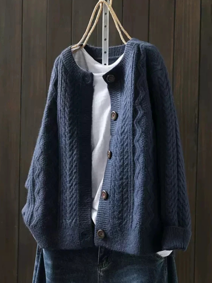 Women's Relaxed Oversized Chunky Knit Cardigan with Button Down Front
