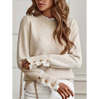 Women's Feminine Ribbed Mock Neck Knit Sweater