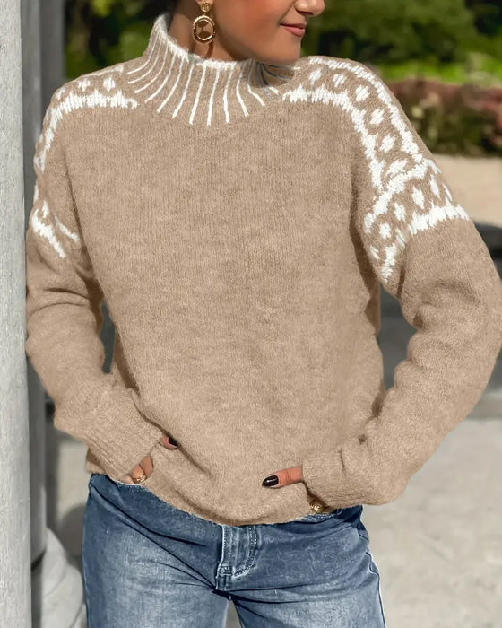 Women's Cosy Turtleneck Fair Isle Knit Sweater