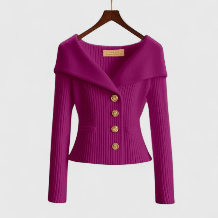 Women's Elegant Ribbed Button Up Cardigan