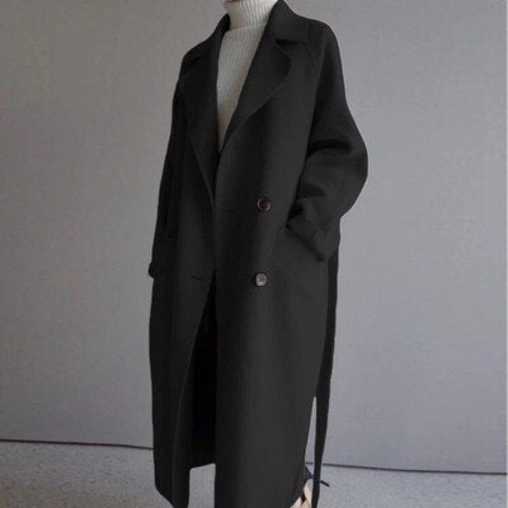 Women's Vintage-Inspired Long Camel Wool Coat