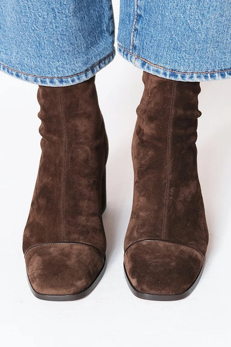 Women's Elegant Square Toe Ankle Boots with Block Heel