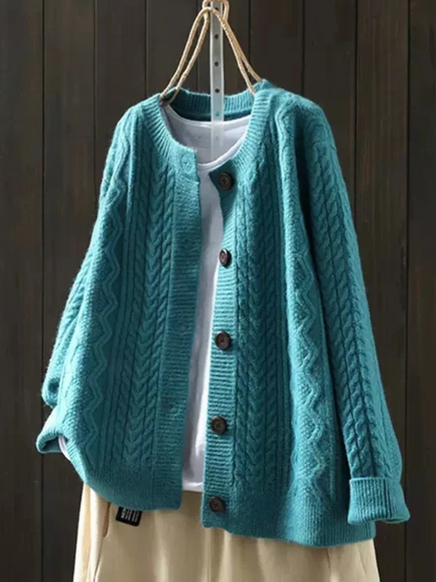 Women's Relaxed Oversized Chunky Knit Cardigan with Button Down Front