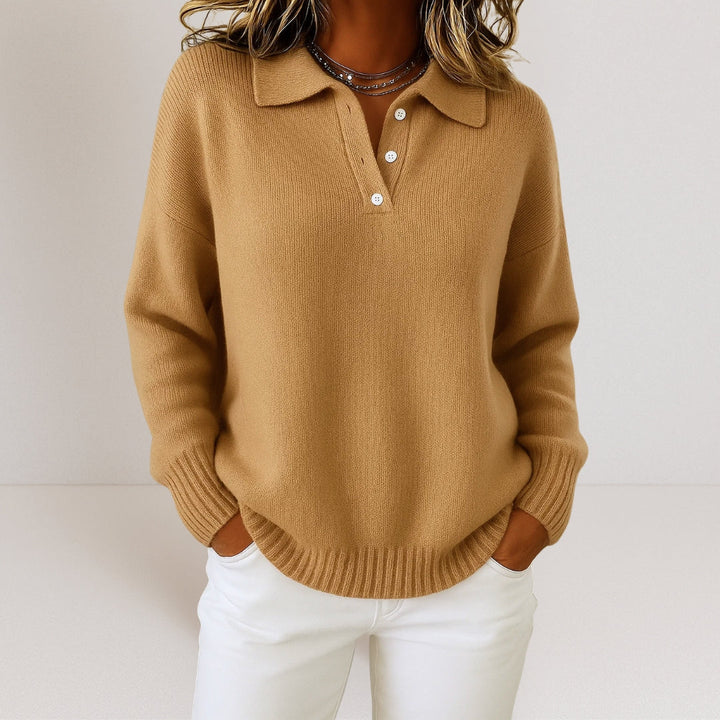Women's Relaxed Button Up Polo Knit Sweater