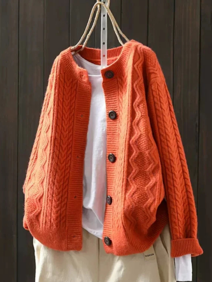 Women's Relaxed Oversized Chunky Knit Cardigan with Button Down Front