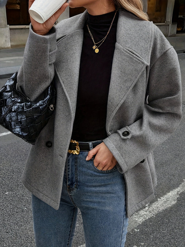 Women's Vintage-Inspired Double-Breasted Wool Pea Coat