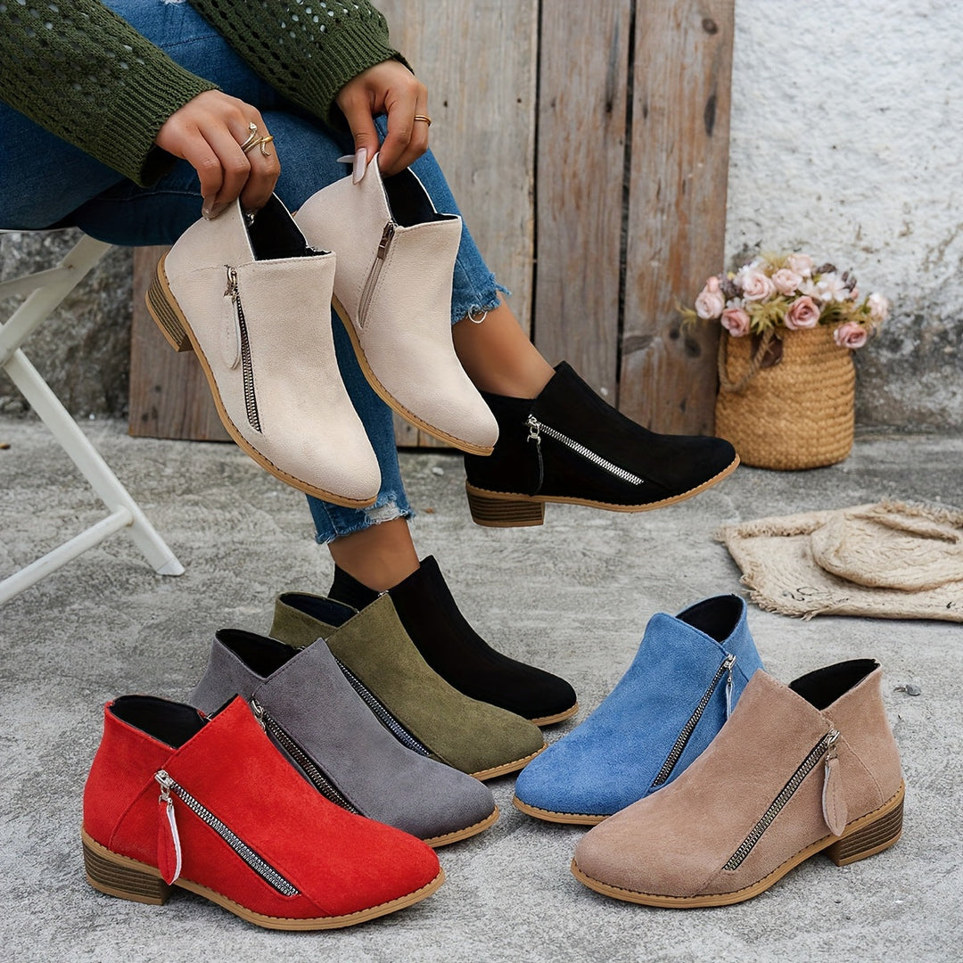 Women's Elegant Suede Block Heel Ankle Boots