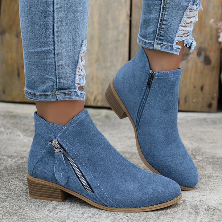Women's Lovely Suede Ankle Boots with Block Heels