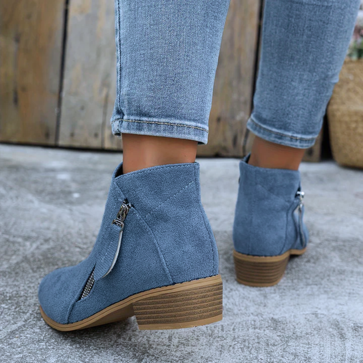 Women's Lovely Suede Ankle Boots with Block Heels