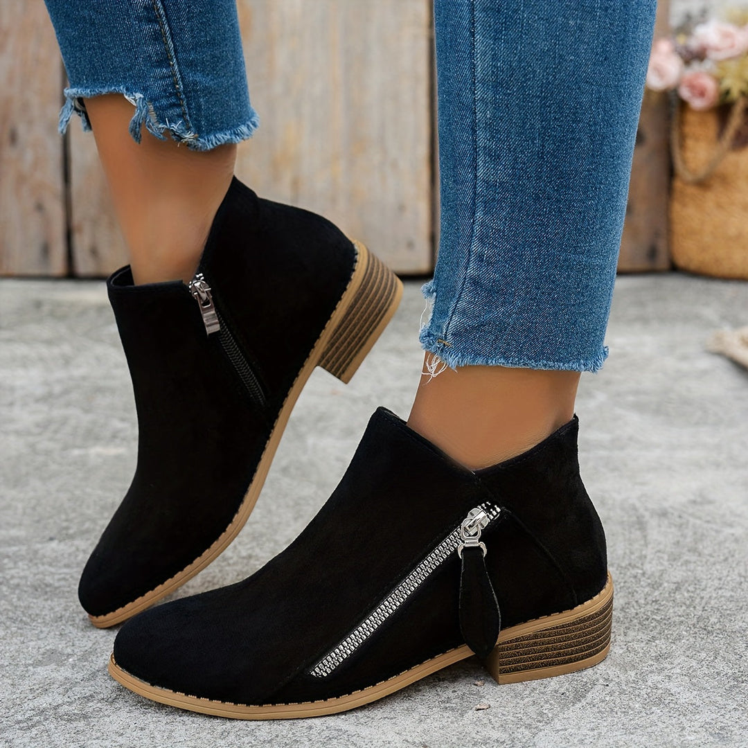 Women's Elegant Suede Block Heel Ankle Boots