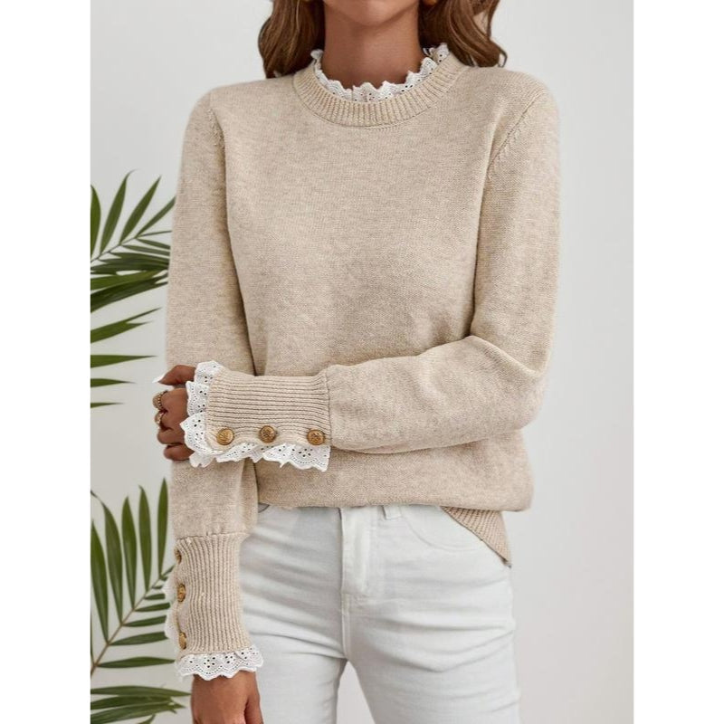 Women's Feminine Ribbed Mock Neck Knit Sweater