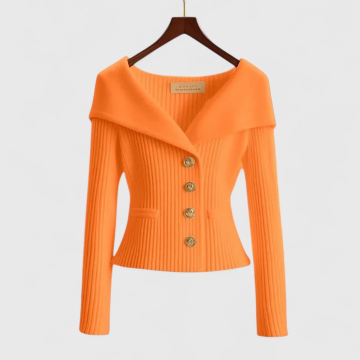 Women's Elegant Ribbed Button Up Cardigan