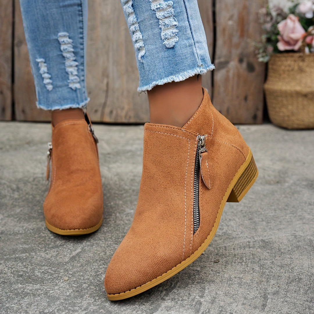 Women's Lovely Suede Ankle Boots with Block Heels