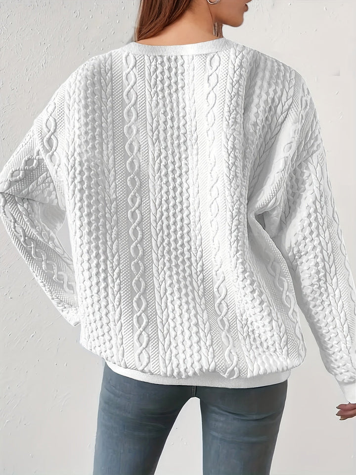 Women's Lightweight Cable Knit Crewneck Sweatshirt
