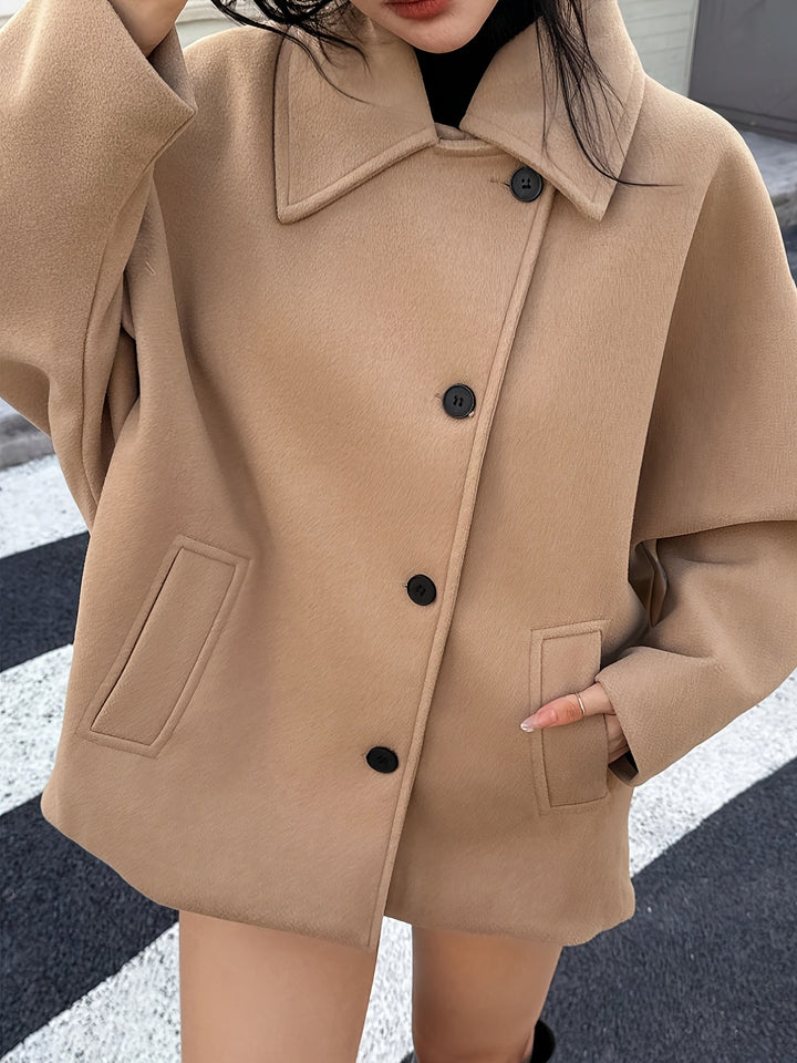 Women's Classic Khaki Wool Pea Coat