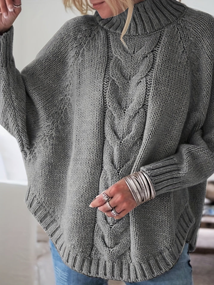 Women's Timeless Cable Knit Mock Neck Sweater