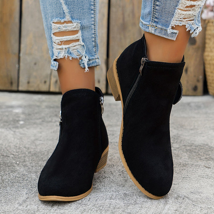 Women's Lovely Suede Ankle Boots with Block Heels