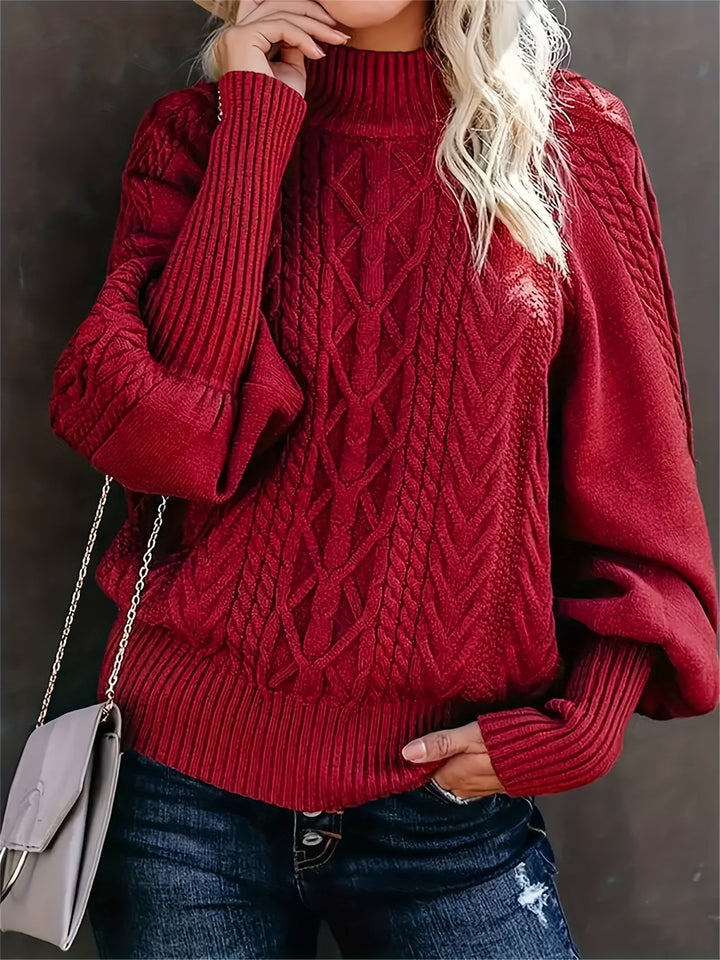 Women's Cosy Cable Knit Sweater with Turtleneck