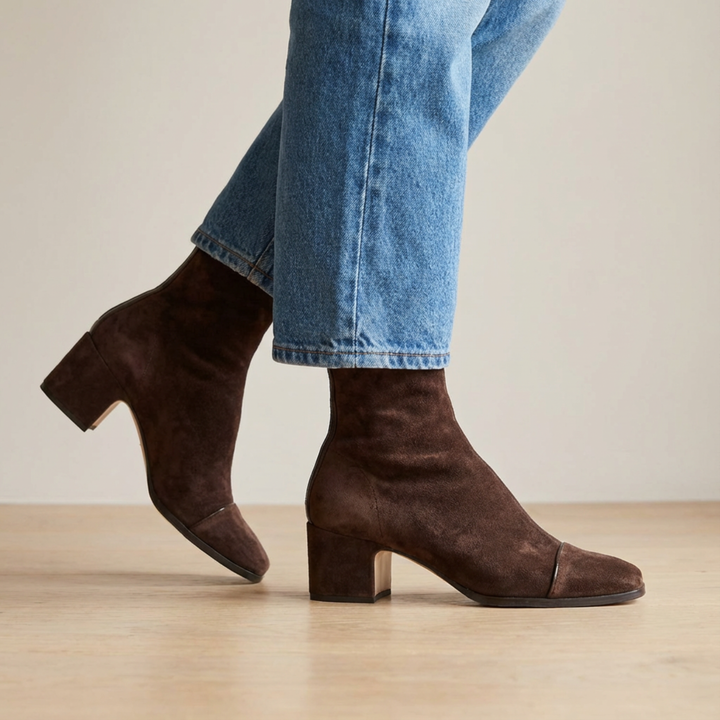 Women's Elegant Square Toe Ankle Boots with Block Heel