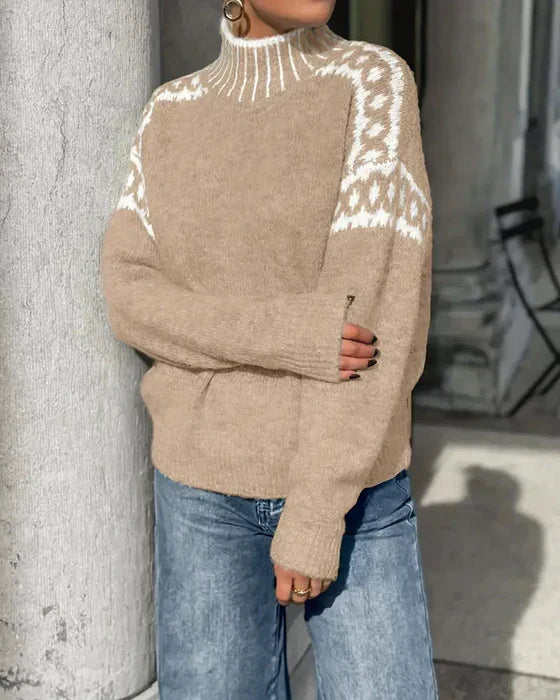 Women's Cosy Turtleneck Fair Isle Knit Sweater