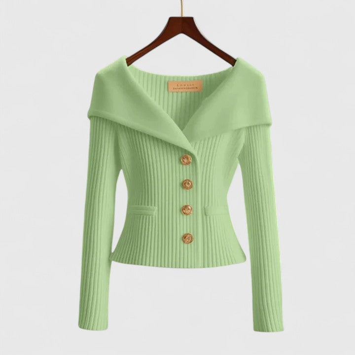 Women's Elegant Ribbed Button Up Cardigan