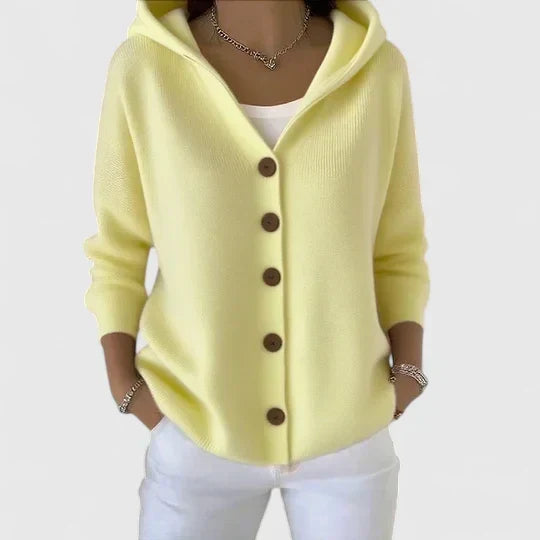Women's Effortless Long Hooded Knit Cardigan