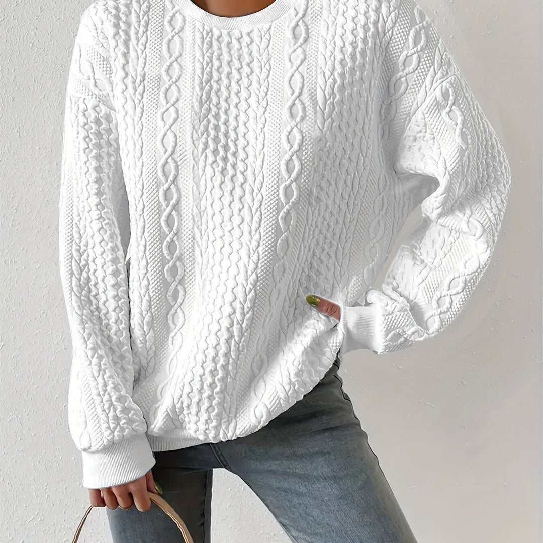 Women's Lightweight Cable Knit Crewneck Sweatshirt