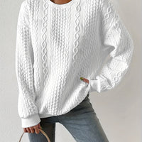 Women's Lightweight Cable Knit Crewneck Sweatshirt
