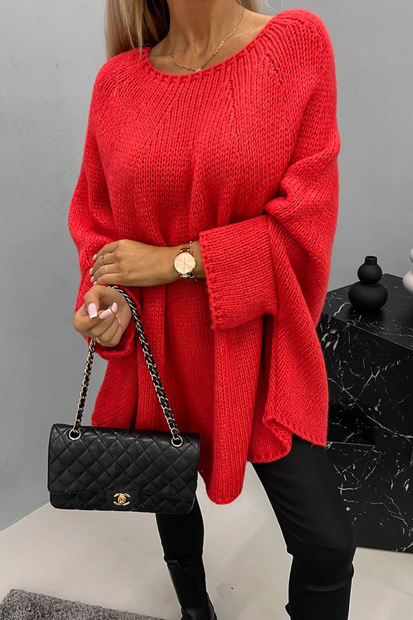 Women's Sophisticated Oversized Chunky Knit Crewneck Sweater