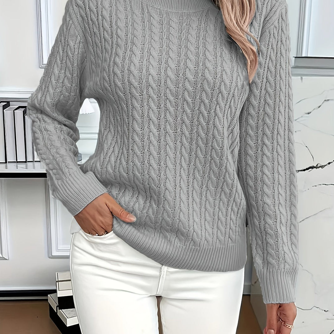 Women's Effortlessly Stylish Cable Knit Crewneck Sweater