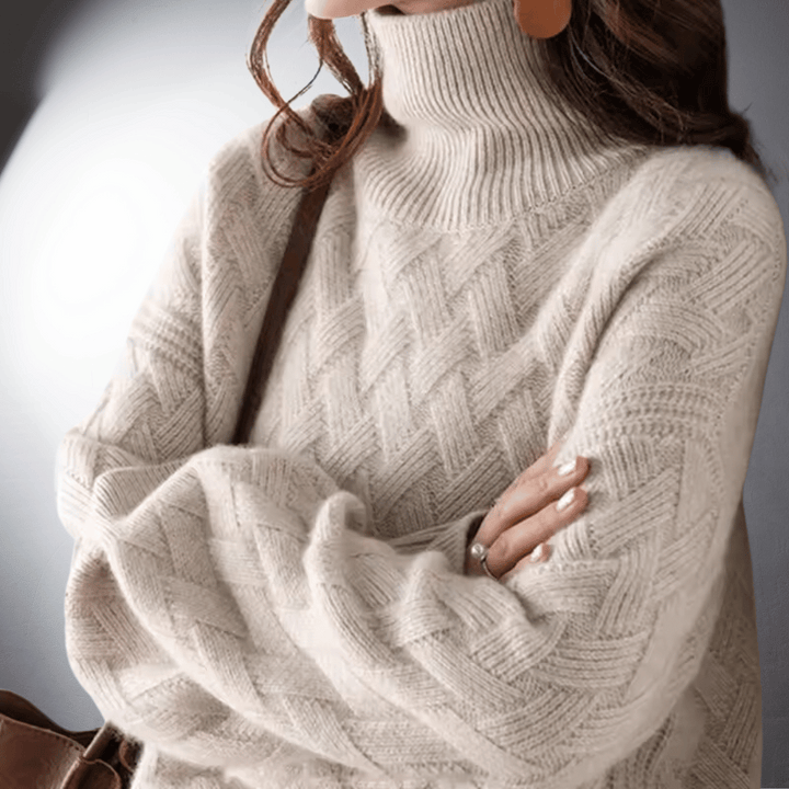 Women's Cozy Oversized Knit Turtleneck Sweater