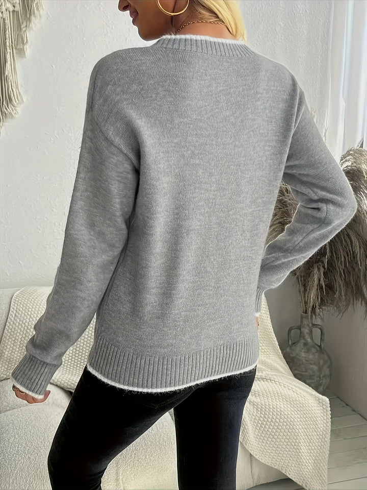 Women's Cosy Christmas Knit Oversized Sweater with Crewneck