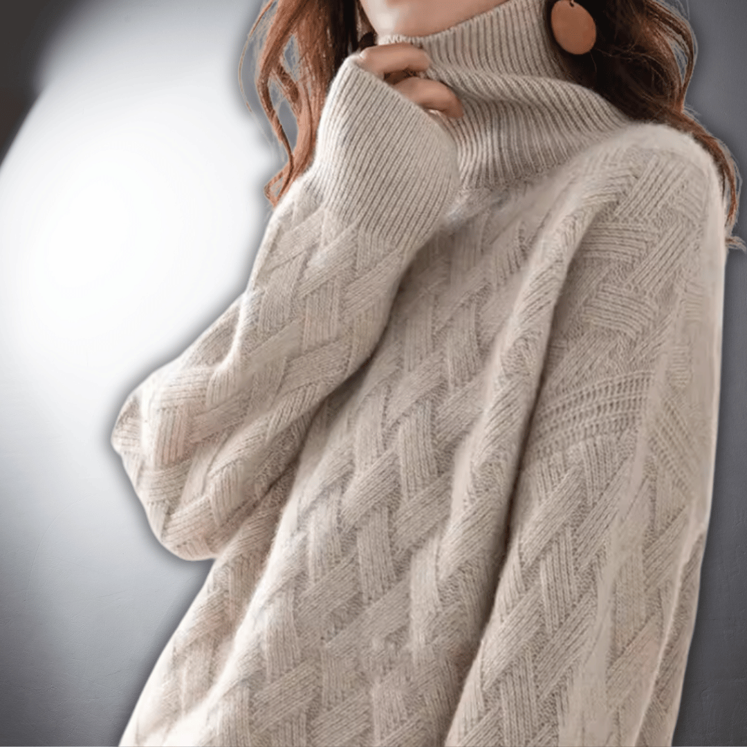Women's Cozy Oversized Knit Turtleneck Sweater