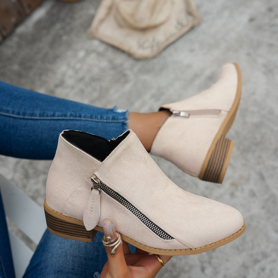 Women's Elegant Suede Block Heel Ankle Boots